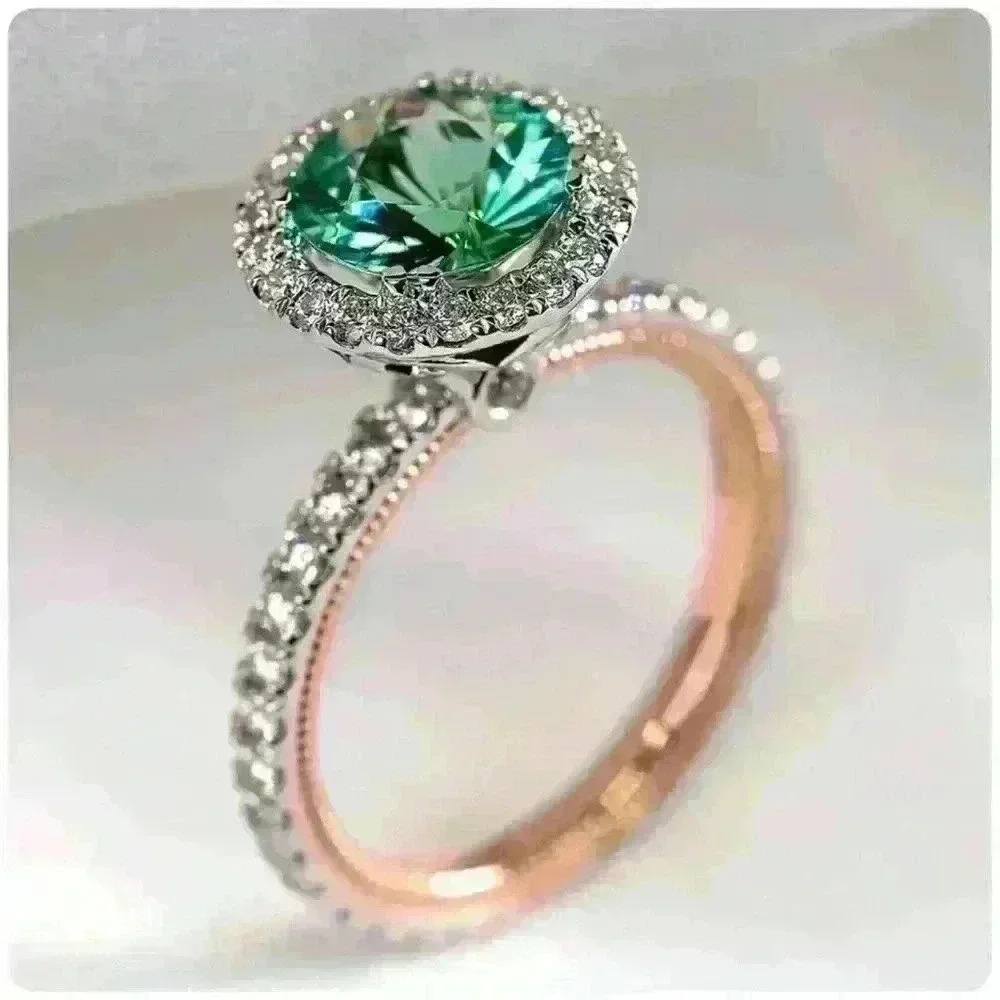 New Round Green Cubic Zirconia Ring